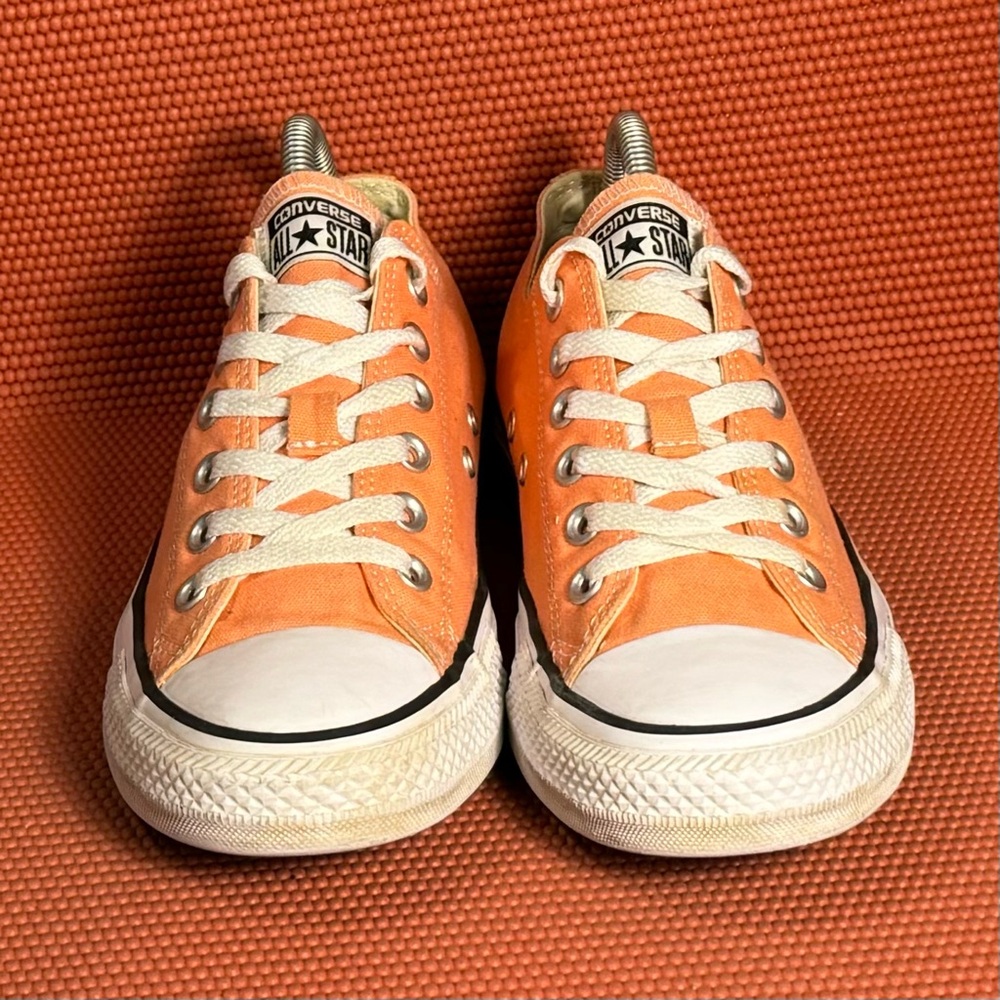 Converse Low Top Sneakers in Orange and White - Picture 3 of 9
